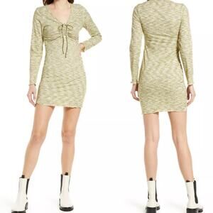 Lisa Says Gah Lotta Space Dye Lettuce Hem Ruched Bust Mini Dress M NWT